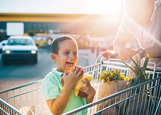 Child in shopping trolley